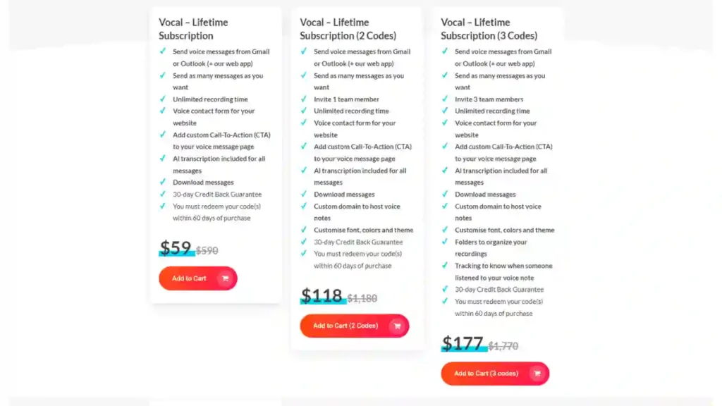 Vocal Lifetime Deal Pricing