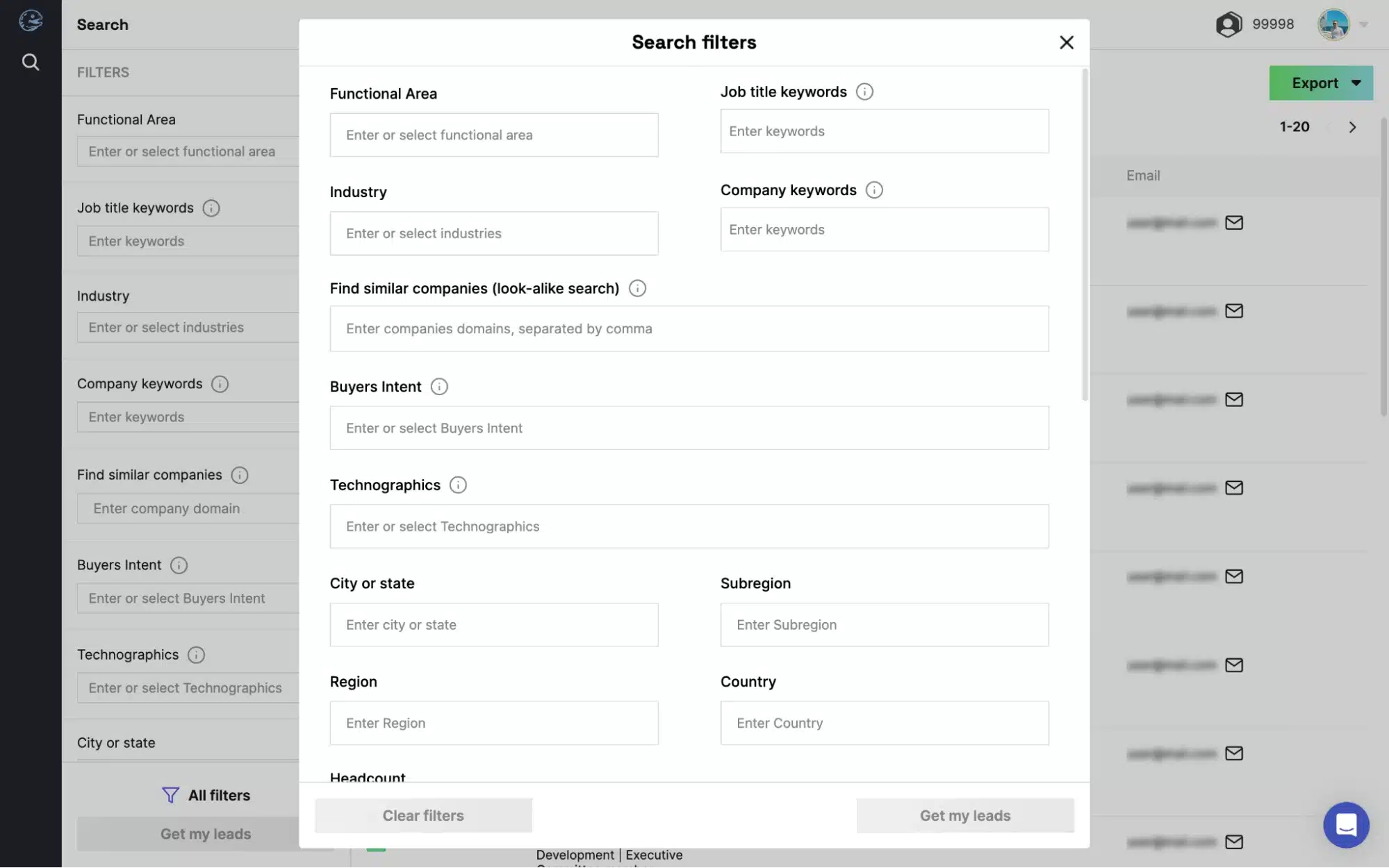 Muraena Lifetime Deal $59 | Access over 140 million B2B leads 2 Search filters